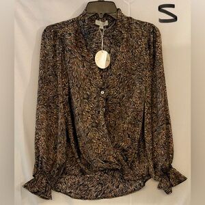 Chenault Leaf Pattern Blouse - Black and Brown
